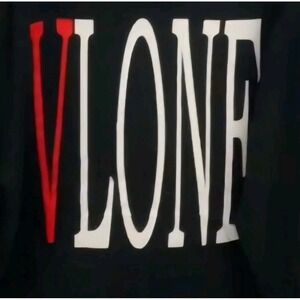 A$AP Vlone Staple Hoodie W/Front Pocket Black W/Red V Size: M